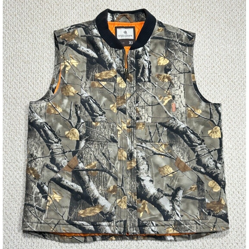 Legendary Whitetails Vest Mens XL Timberline Camo Trail Canvas Quilt Lined